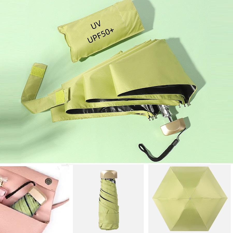 Mini paraguas de bolsillo, paraguas pequeños para el sol y la lluvia, paraguas plegable de vinilo, protección ultravioleta UV, parasol de bolsillo, cápsula