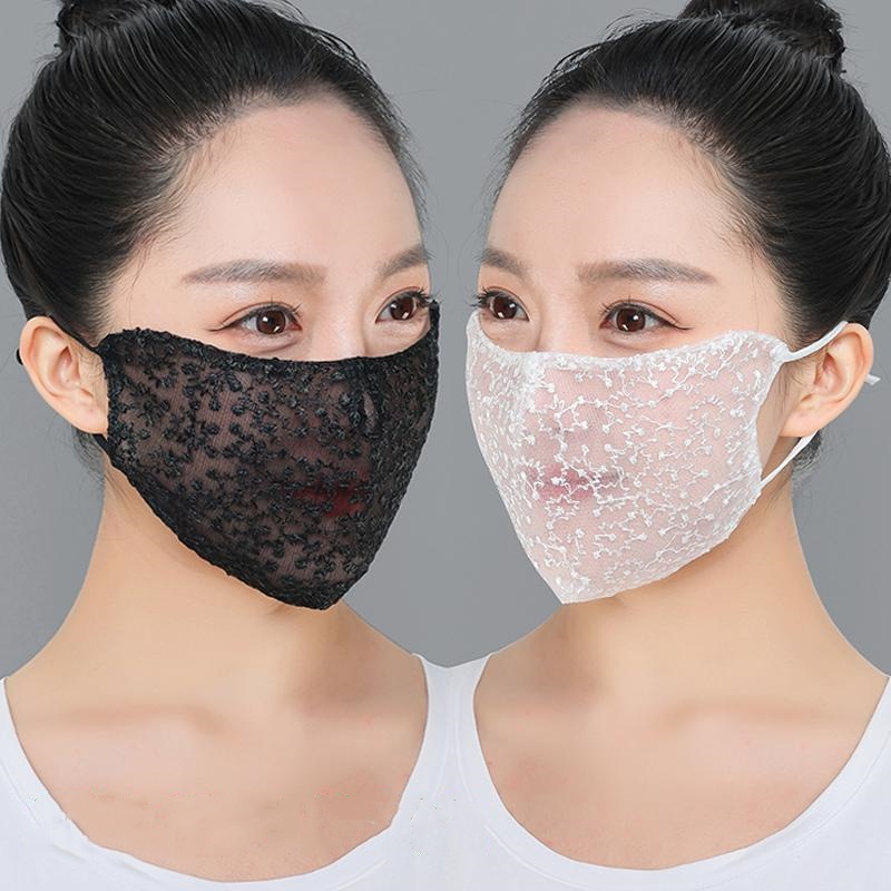 1/2pc preto branco laço máscara facial reutilizável respirável cosplay máscara para festas de dança de maquiagem máscara protetor solar para atividades ao ar livre