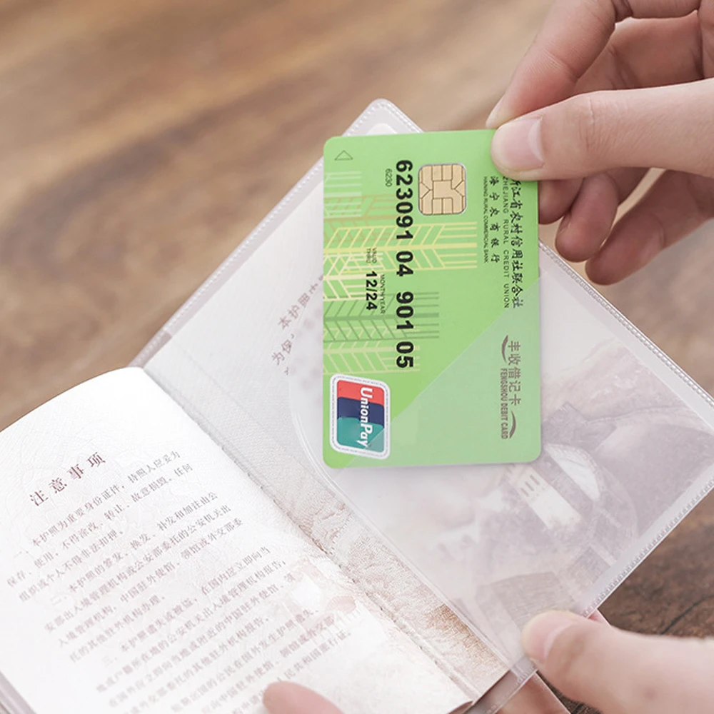 1-4pcs capa protetora de passaporte transparente fosco, material de PVC caixa de documentos à prova d'água