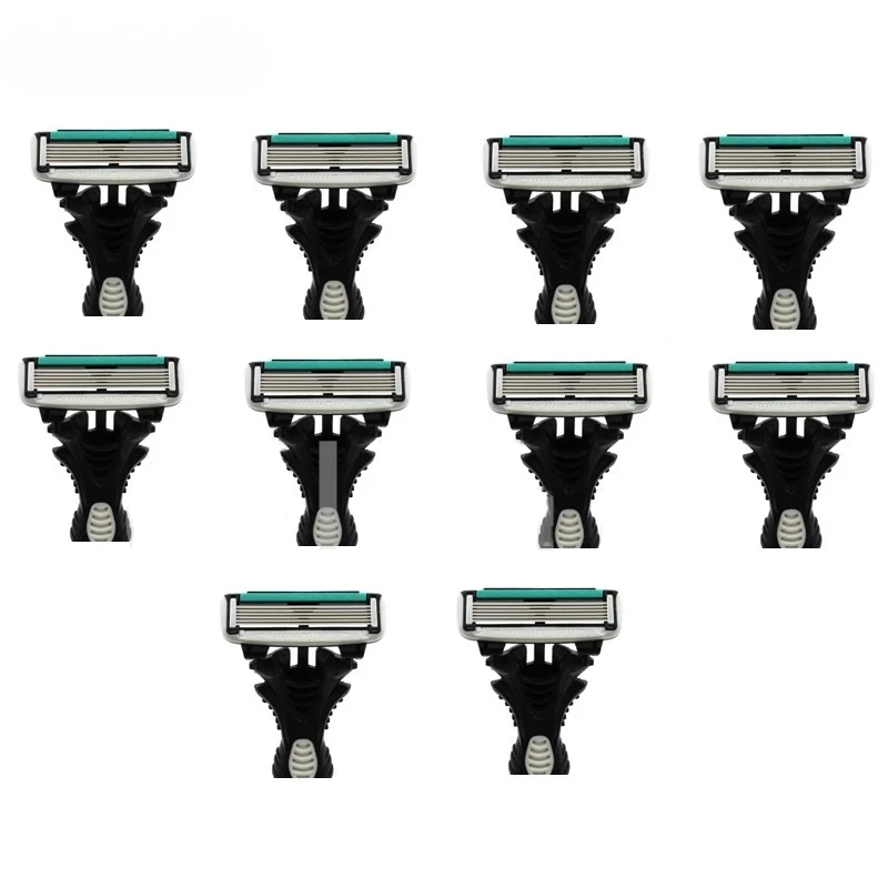 10pcs Men's Razor Blades Shaving Cassettes 6-Layer Stainless Steel Razors Beard Machine Safety Razor Shaver for Men