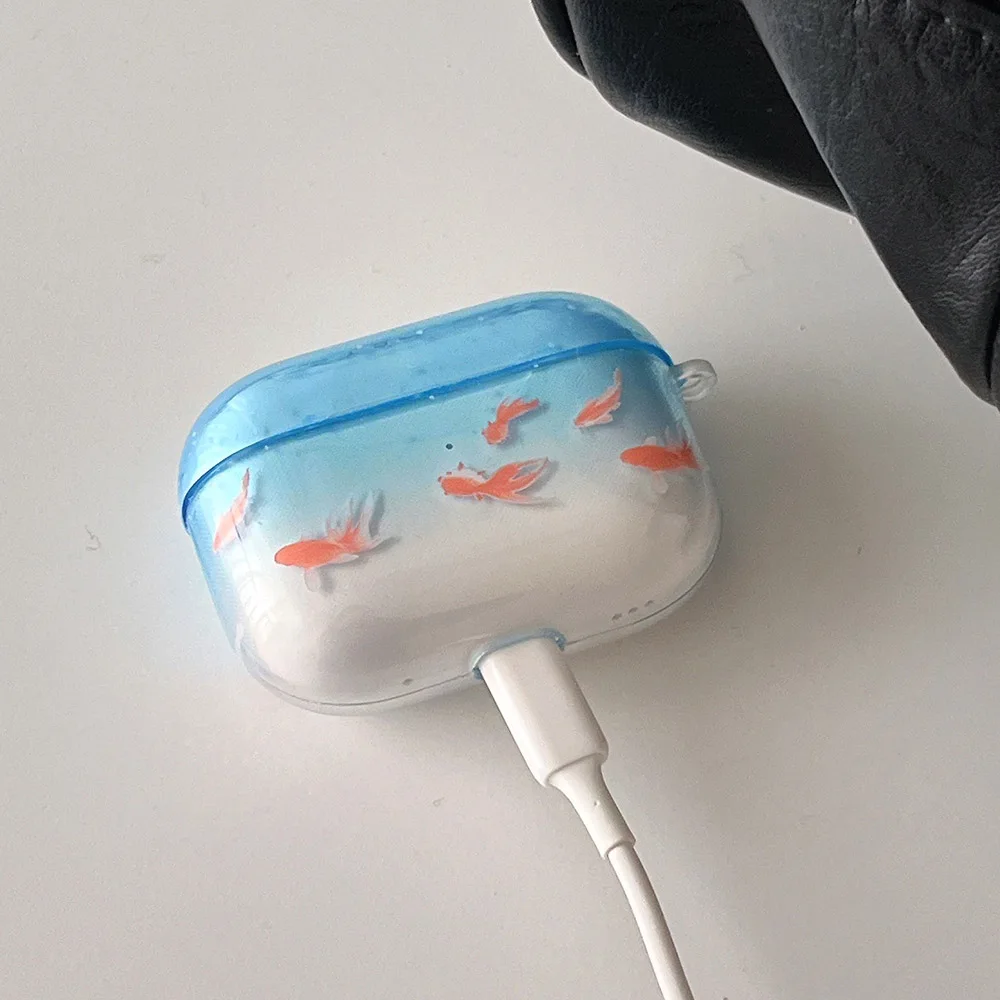 Cute and ornamental koi gradient earphone case for airpods 2 3 4 TPU soft protective cover for airpods pro 2 2nd charge box case