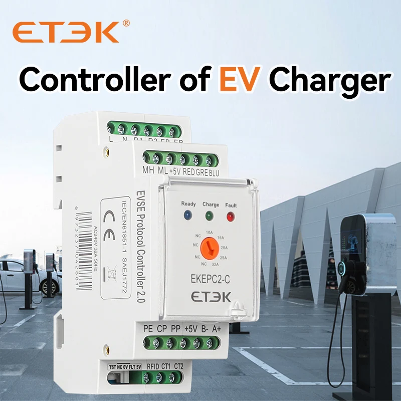 Cable ETEC EKEPC2 tipo estándar europeo monofásico trifásico 10 16 20 25 32A Modbus-RTU RS485 EVSE con RCMU