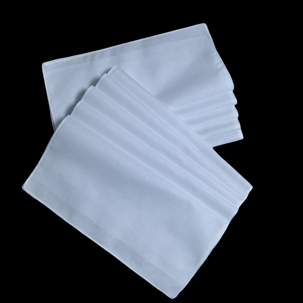 10 sztuk 100% bawełna białe chusteczki kwadratowe Super miękkie zmywalne Hanky klatka piersiowa ręcznik kieszonkowy kwadrat Hanky DIY akcesoria 28x28cm