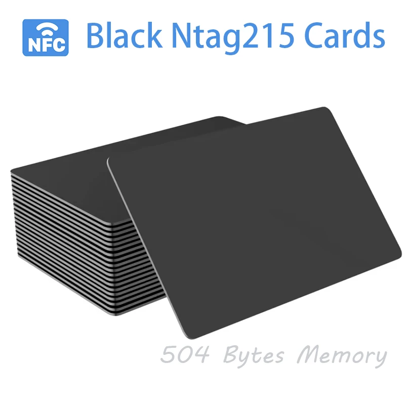 Tarjetas NFC regrabables 5/10, etiquetas NFC negras, tarjeta de visita NFC, 215 tarjetas NFC Ntag215, tarjetas NFC en blanco, regrabables, 504 Bytes