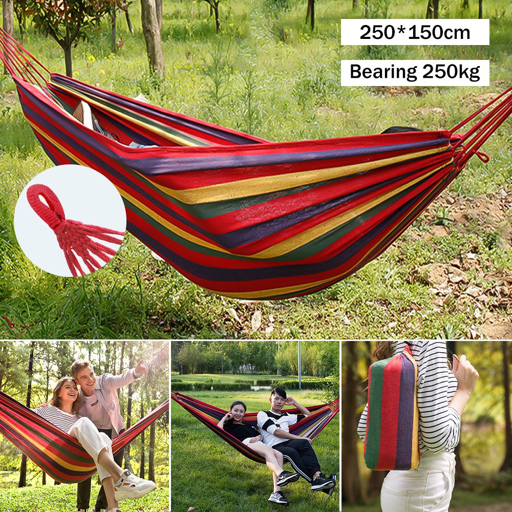 Portable Travel Anti-rollover Thickened Hanging Hammocks Outdoor Indoor Single Double Canvas Hammocks Courtyard Children's Swing