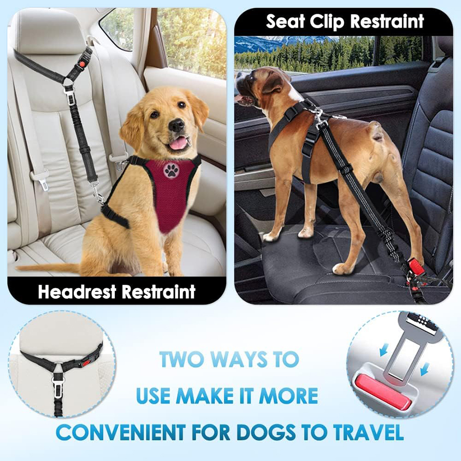 Corda per cintura di sicurezza per auto per animali domestici, anello circolare, cintura riflettente elastica retrattile per auto per cani, corda da traino per cani