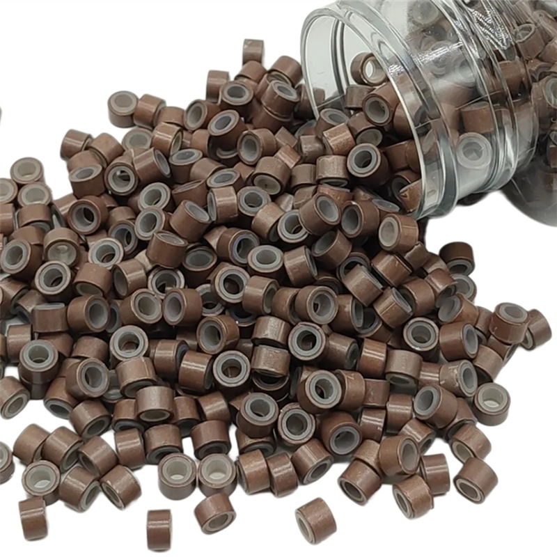 1000 peças extensões de cabelo micro anéis links contas 5mm contas forradas de silicone para extensões de cabelo humano ferramenta-multi-colorido