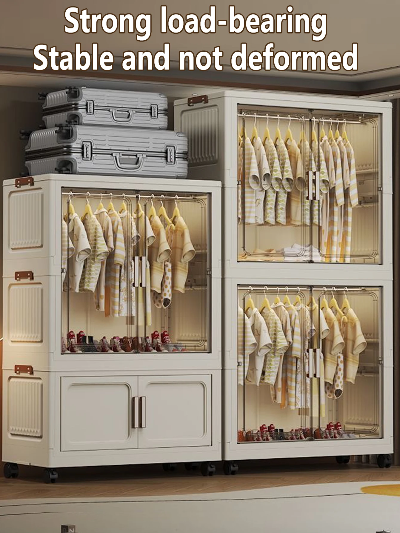 Folding Storage Cabinet Multi-Scene White/Black/Gray Home Office Kitchen Bathroom Multi-Functional Organizer with Doors