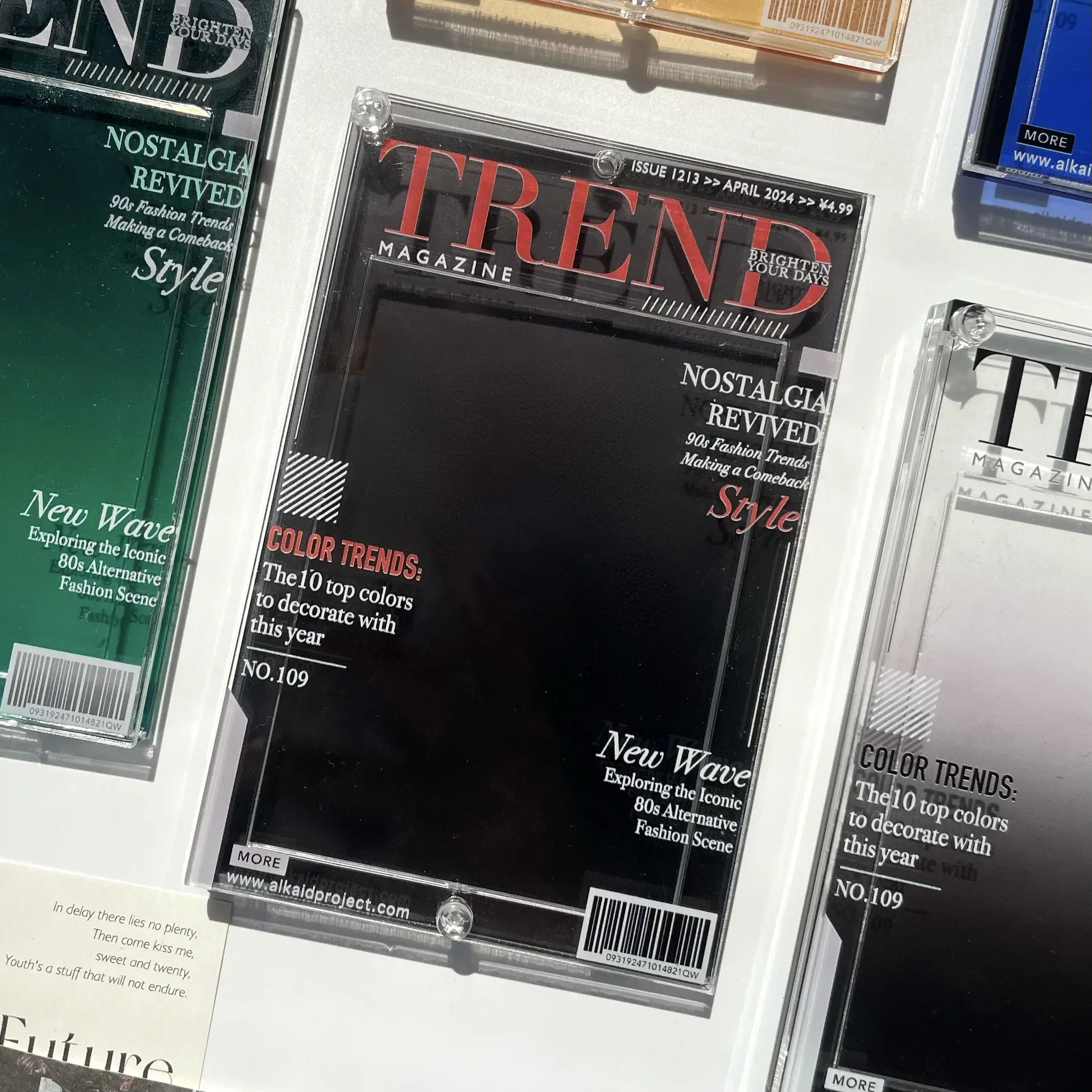 Trend American Magazine Style Transparent Acrylic Card Frame Kpop 3-inch Photo Card Holder Card Display Carry Backpack Pendant