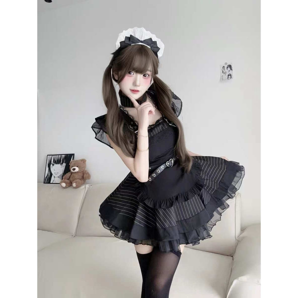 Vestido de Fsia Gótica Lolita de Empregada, Estilo escente Sombrio, Estilo 'Pure Desire' e 'Soft Girl', para Cosplay ...