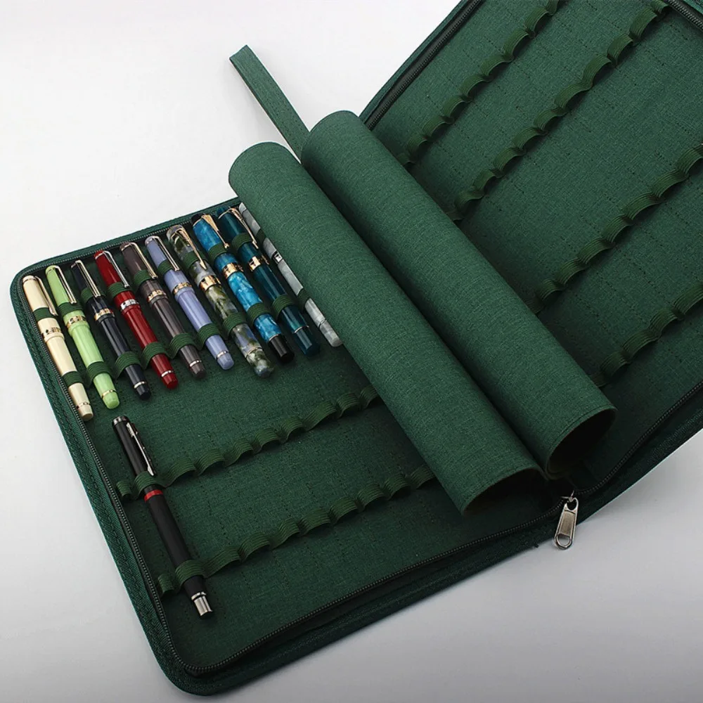 Estuche estilográfica de gran capacidad, bolsa de lona para bolígrafos, soporte para escritura, suministros, accesorios, 10/24/48 ranuras