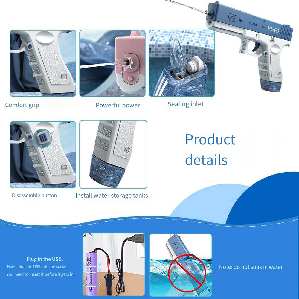 Pistola ad acqua elettrica automatica 500cc grande capacità distanza Super forte 10m bambini e adulti battaglia d'acqua a prova di perdite