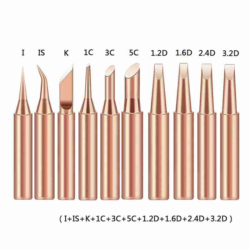 10 Stuks Soldeerbout Tip Zuiver Koper 900M Soldeerbout Hoofd Set Binnen Hot Blote Koperen Elektrische Soldeerbout lassen Gereedschap