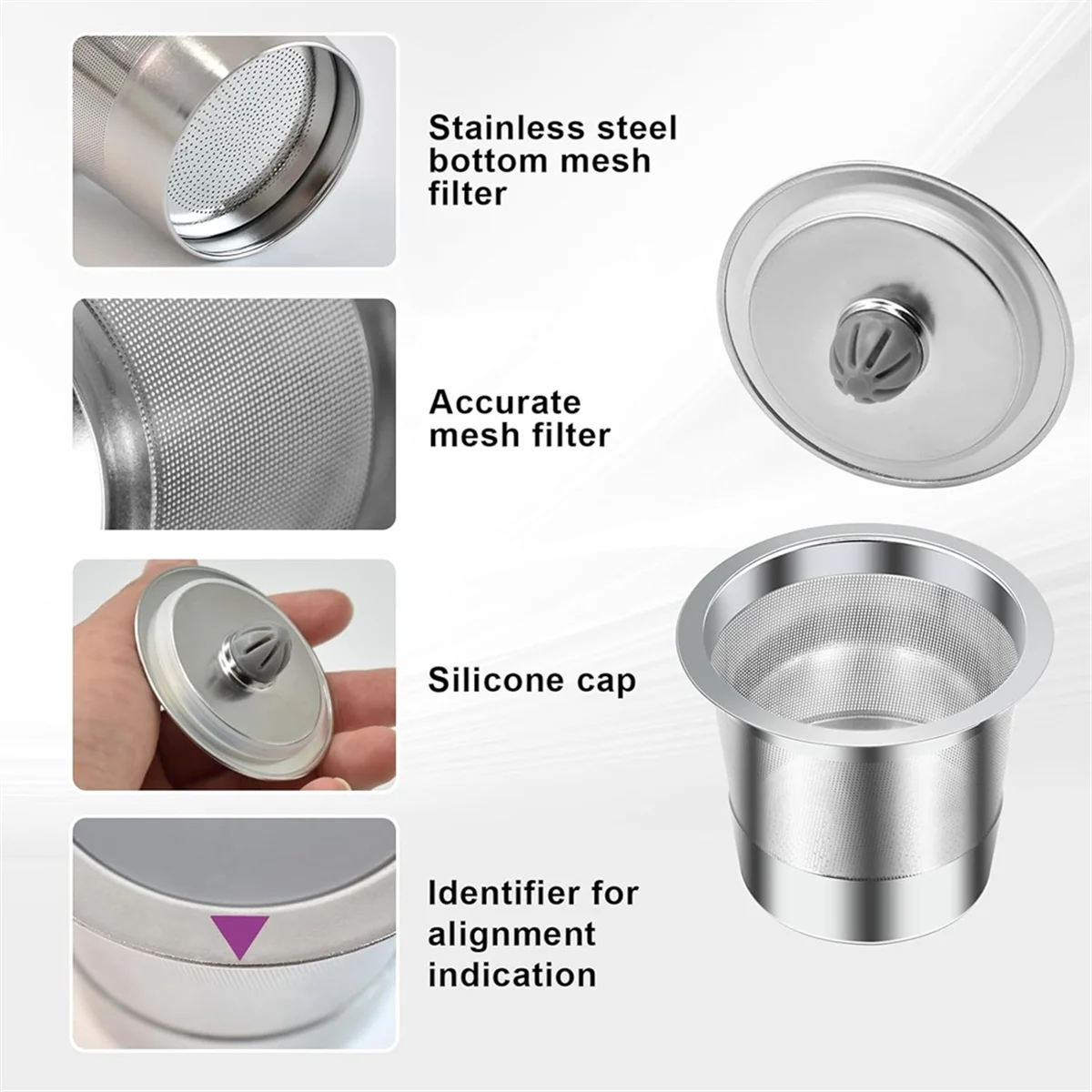 Tazas K reutilizables A72P para cápsulas de café reutilizables y filtro de repuesto para cafetera 2,0 1,0