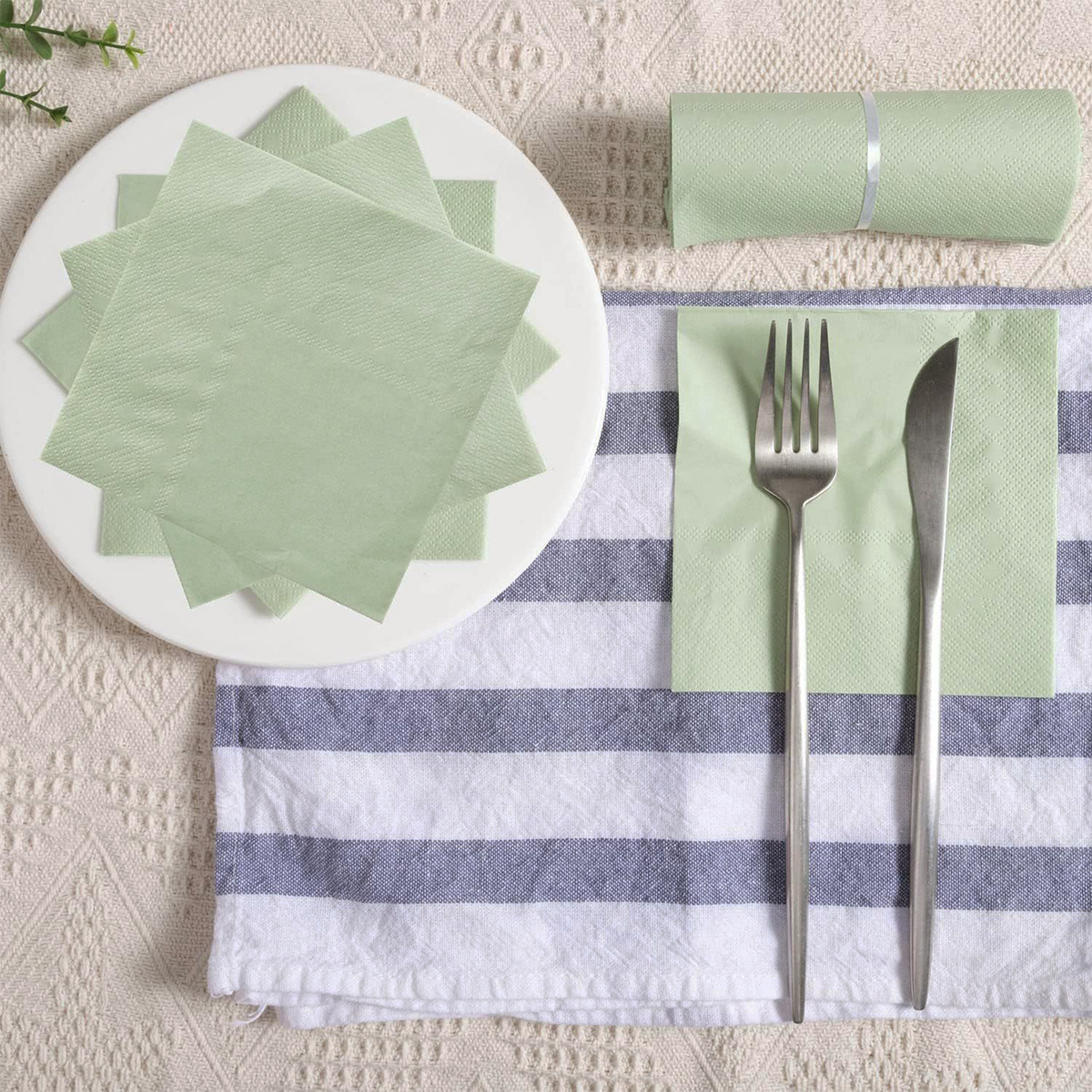 Tovaglioli da cocktail in carta verde salvia da 20 pezzi, monouso, morbidi, per matrimoni, cene di compleanno, addio al nubilato, cucina di casa, portatili