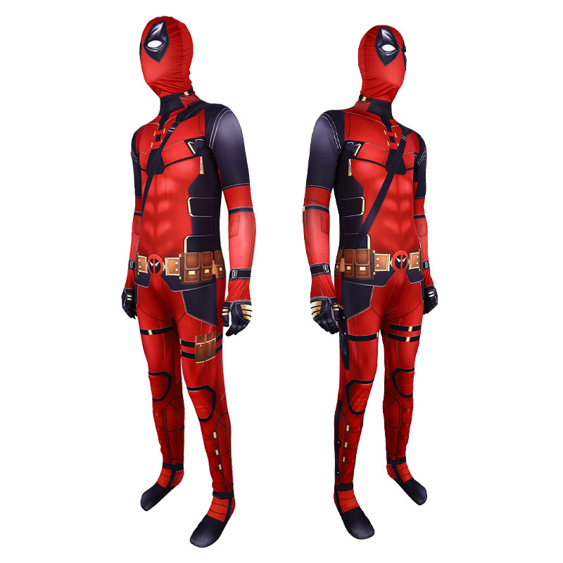 Filme deadpool 3 traje de corpo inteiro com máscara para homens mulheres zentai super-herói impressão 3d macacão trajes de carnaval de halloween 2024
