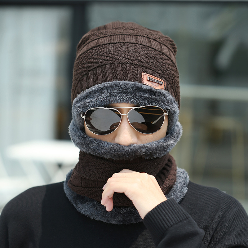 Gorro de punto para invierno, bufanda más cálida para el cuello y guantes para pantalla táctil, conjunto de gorro con calavera forrado de lana para hombres y mujeres al aire libre