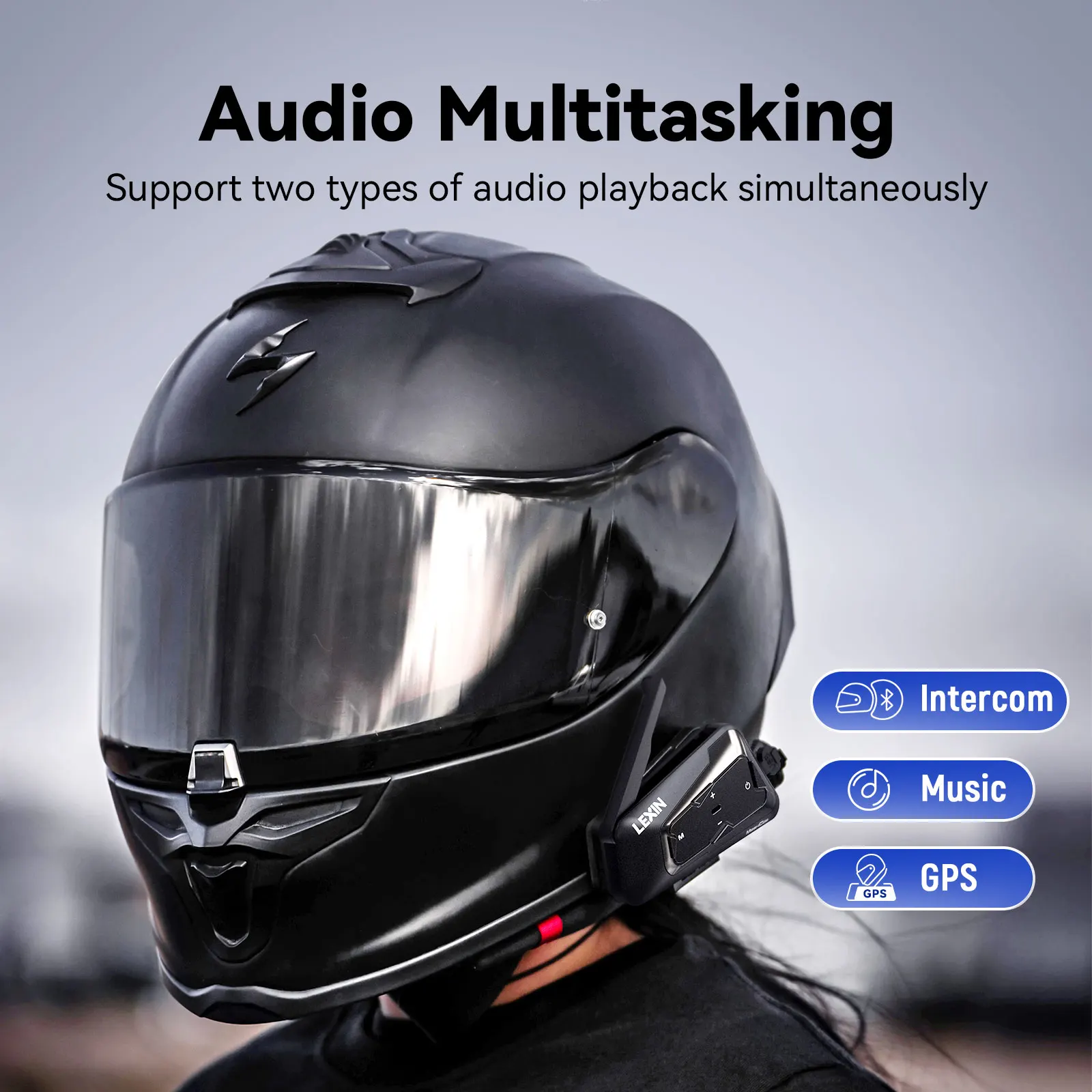 LEXIN-MeshCom intercomunicador para motocicleta, sistema de comunicación de malla, intercomunicador de Audio paralelo, 24 conductores