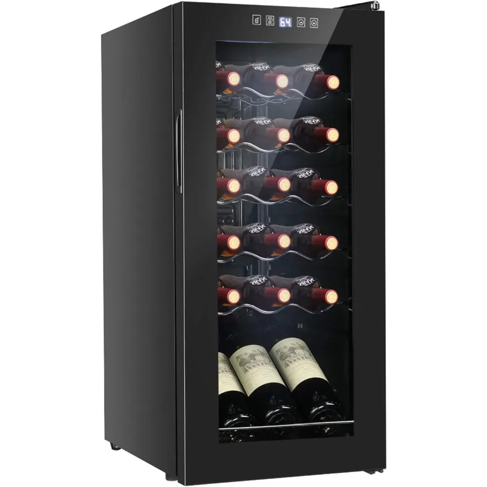 18 Bottle Wine Fridge, Freestanding Compressor Wine Cooler Refrigerator, Beverage Wine Chiller with Digital Temperature Control