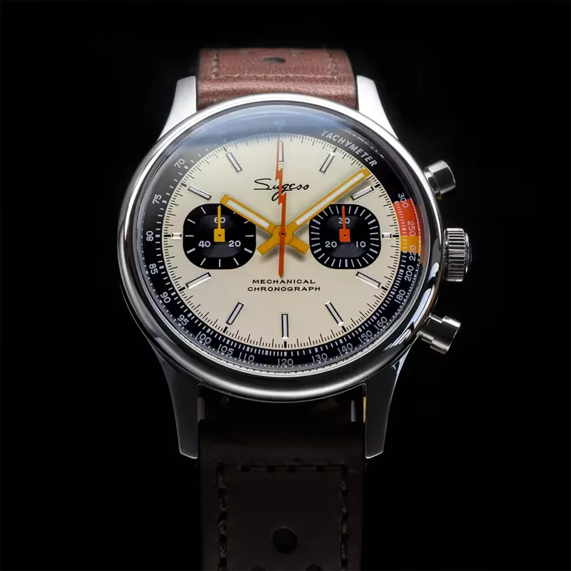 Sugess Đồng Hồ 1963 Chronograph Cơ Đồng Hồ Nữ Hải Âu ST19 Swanneck Phong Trào Phi Công Nam Đồng Hồ Mặt Đá Sapphire Tặng V2