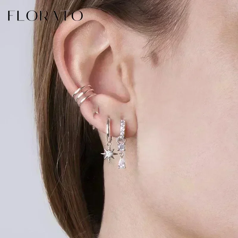 FLORATO-pendientes de plata de ley 925 con cadena y colgante de borla, aretes de plata de circón para mujer, joyería de boda de lujo