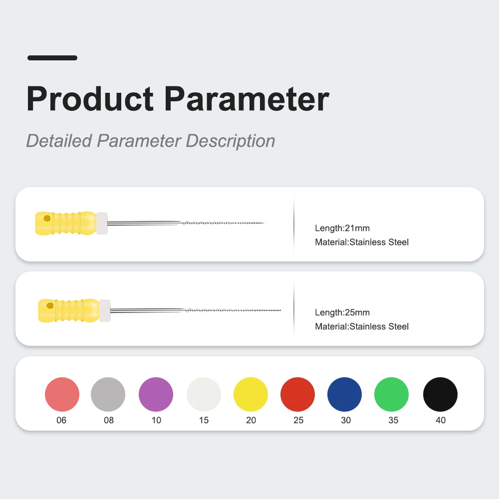 ELIJAH 60Pcs Dental K Files 21mm/25mm Stainless Steel Hand Use Root Canal Files Endodontic Instruments Dentist Treatment Tools