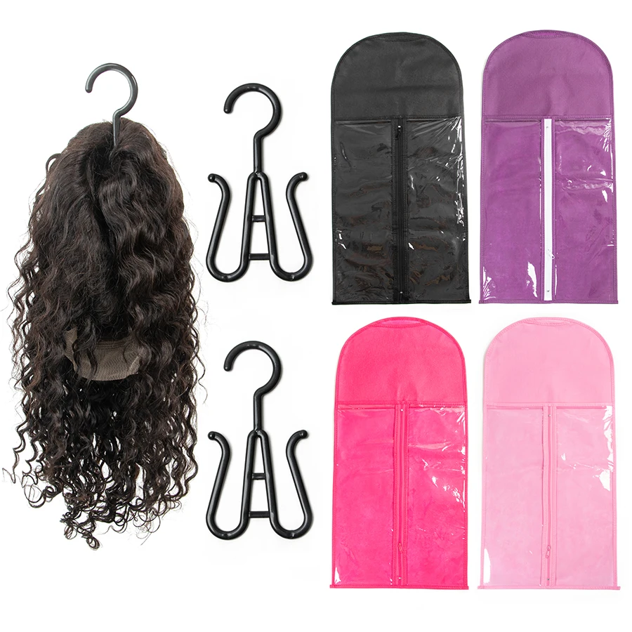 Perücke Aufbewahrungstaschen Haarverlängerungen Aufbewahrungstasche mit Aufhänger für Spitze Perücken Haarverlängerungshalter Perückenaufhänger mit Tasche Perückenzubehör