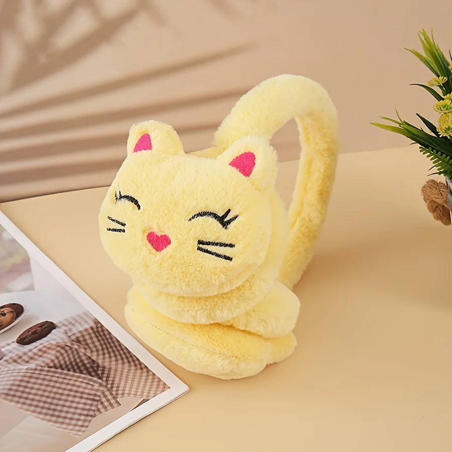 Korean Version Autumn and Winter Plush Warm Earmuffs, Plush Cute Cartoon Cat Earmuffs, Protect Ears From Cold