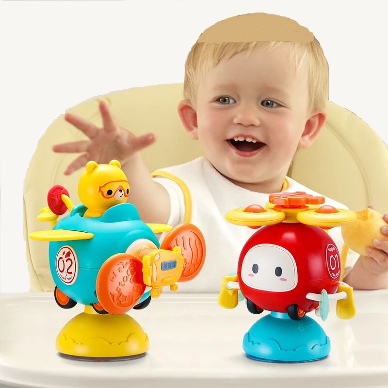 Ventosa Spinner Seggiolone Giocattoli per bambini 6 12 mesi Sonaglio rotante Giocattoli sensoriali per neonati Giochi educativi Giocattolo 1 2 3 anni