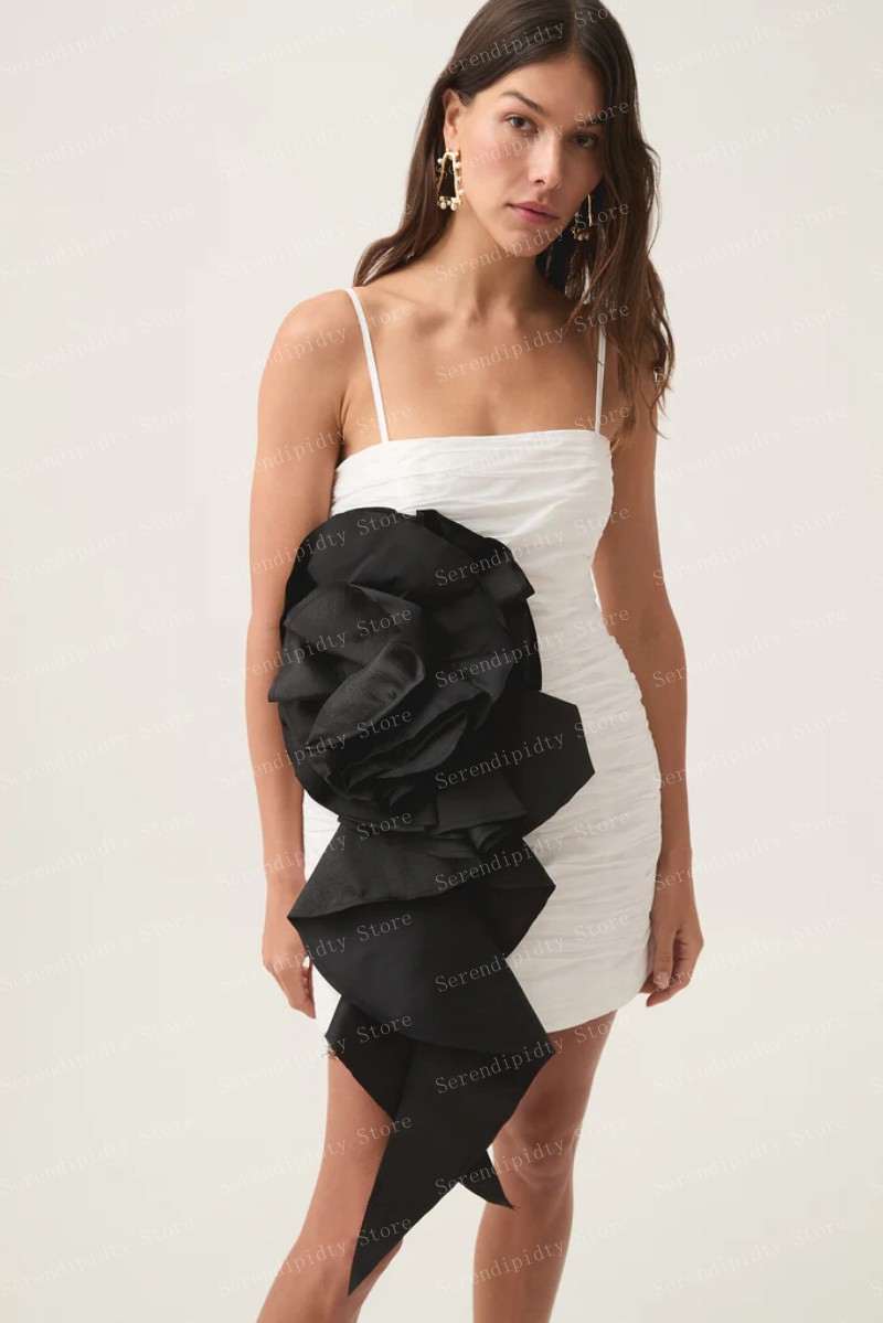 Serendipidty-女性のための花柄のカクテルドレス,ミニ丈のパーティードレス,折りたたみ式の服,バイカラー,白と黒,新しいファッション,2020