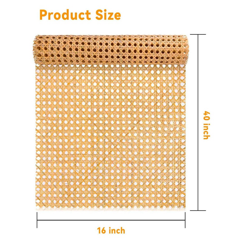 3.3 Ft Long Natural Rattan Webbing Rolls, 16-Inch Wide, Perfect For Chairs, Cabinets, And Home Improvements