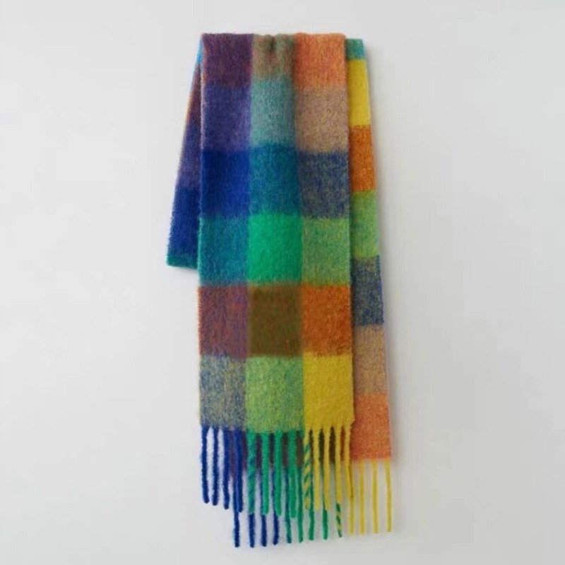 Bufanda de invierno con etiqueta para hombre y mujer, chal grueso y cálido, capa sólida, Pashmina de lujo, marca de diseñador, borla larga