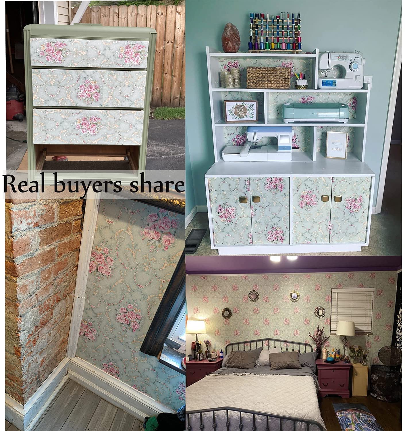 Papel de parede floral verde, casca e bastão, retrô, flor florescendo, vintage, papel de contato, backsplash, removível, autoadesivo