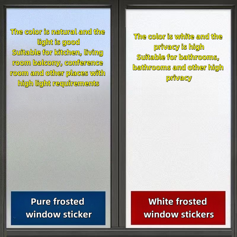 Electrostatic Adsorption Window Film Privacy Frosted Glass Window Sticker Covering Home Translucent Opaque Bathroom, Office Sticker