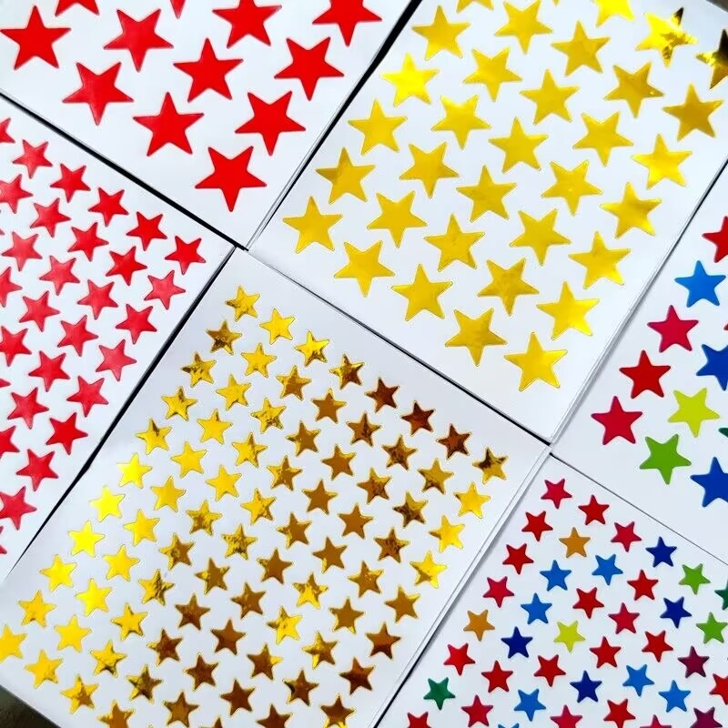 (1 pacote = 10 folhas) adesivos de papelaria clássicos autoadesivos estrelas etiqueta adesiva para recompensa crianças estudantes scrapbooking