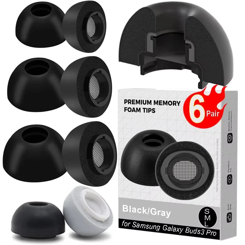 Almohadillas de espuma viscoelástica para Samsung Galaxy Buds 3 Pro, tapones para los oídos suaves, antideslizantes, para auriculares Buds3 Pro