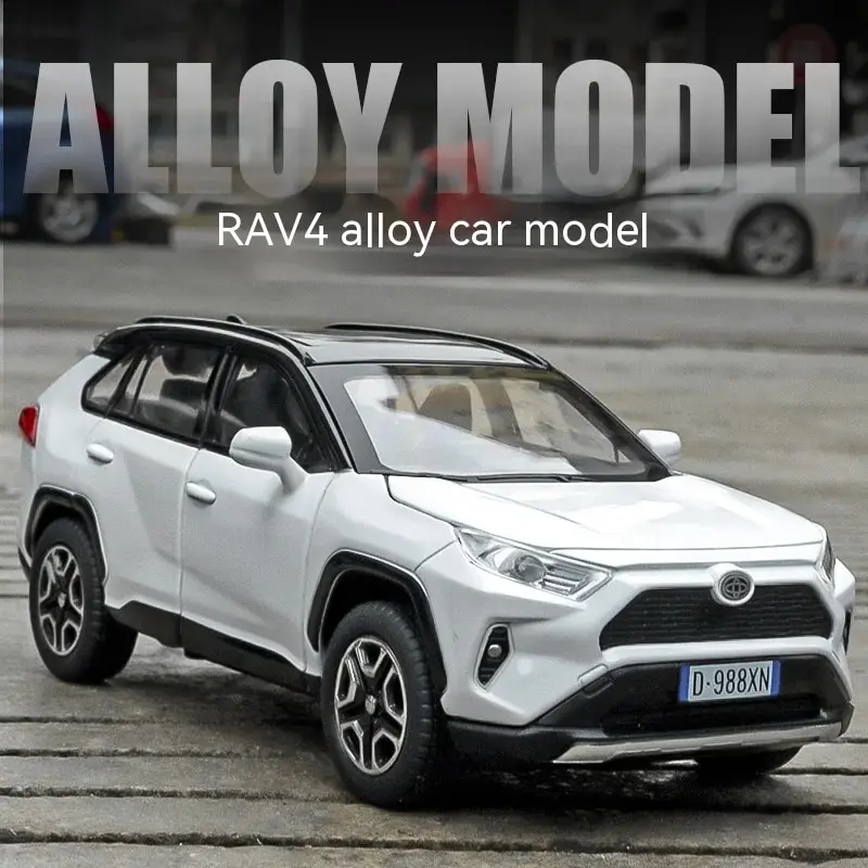 Odlewany model samochodu RAV4 w skali 1:32 - światła, dźwięk, kierowanie! Idealny prezent urodzinowy dla dzieci. Zabawki terenowe typu tundra idealne dla dzieci