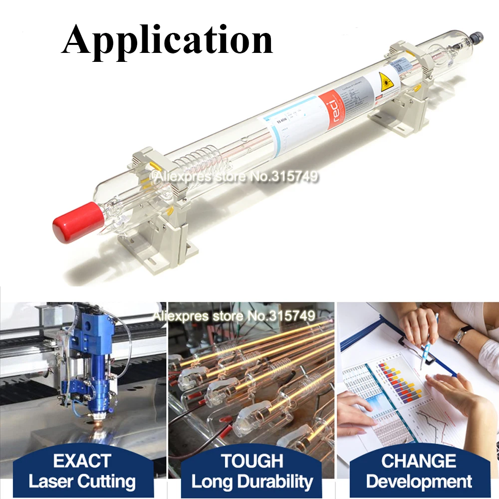 Tubo laser CO2 Reci W2 da 100 W Dia.80mm/65mm Scatola di legno Imballaggio Macchina da taglio per incisione laser CO2 Tubo laser Lavorazione del legno Stock UE