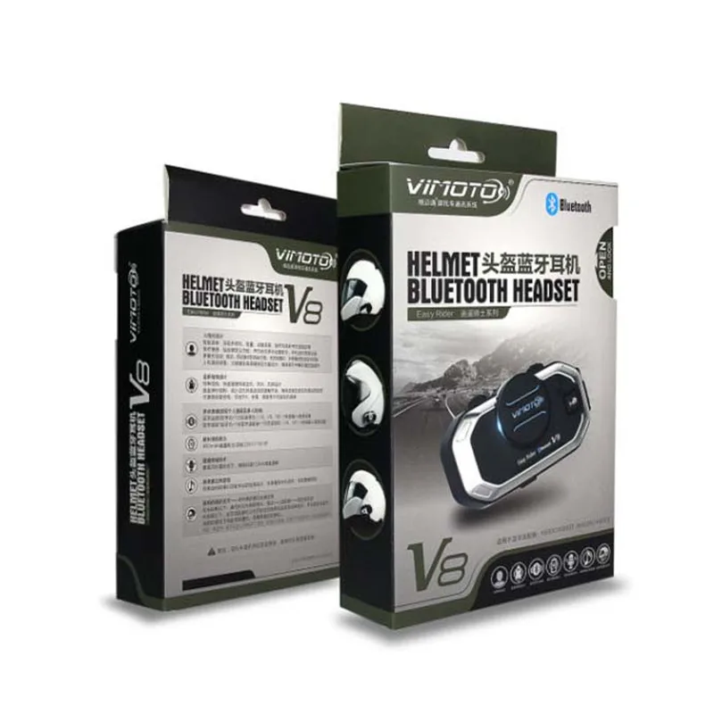Easy Rider Vimoto V8 Capacete de motocicleta fone de ouvido interfone multifuncional compatível com Bluetooth