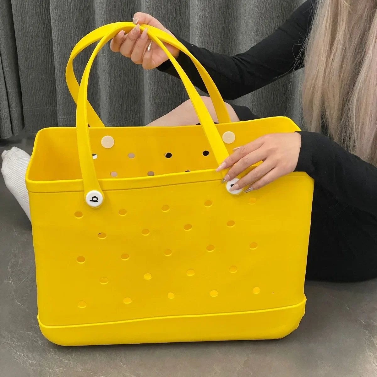 L/xl croc praia sacola de borracha eva cesta à prova dwaterproof água extra grande feminino compras bolsa ombro praia geléia sac sacola bolsa