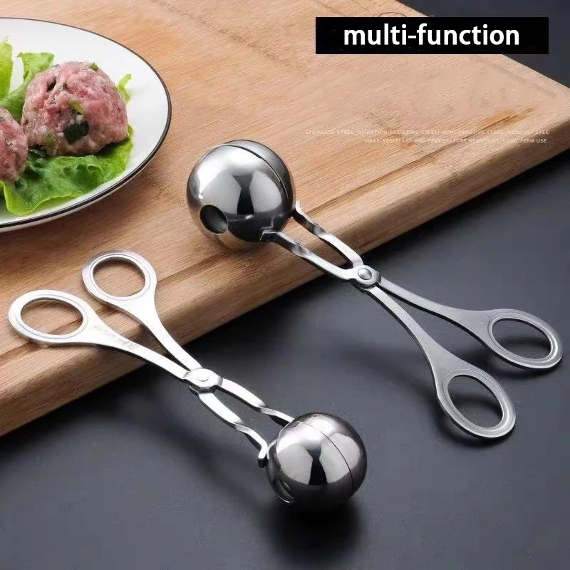 Meat Ball Maker เครื่องมือสแตนเลสสตีลคลิปรอบข้าว Ball Shaper ช้อนลูกชิ้นทําแม่พิมพ์ Non Stick ตุ๊กตาครัว Gadget.