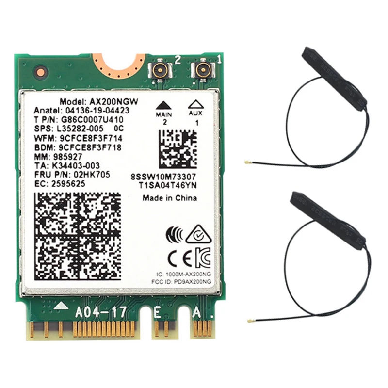 Banda Dual 2,4 Gbps Intel Wi-Fi 6E AX200 AX200NGW 802.11ax/ac MU-MIMO 2x2 módulo Wifi NGFF M.2 Bluetooth 5,1 tarjeta de red