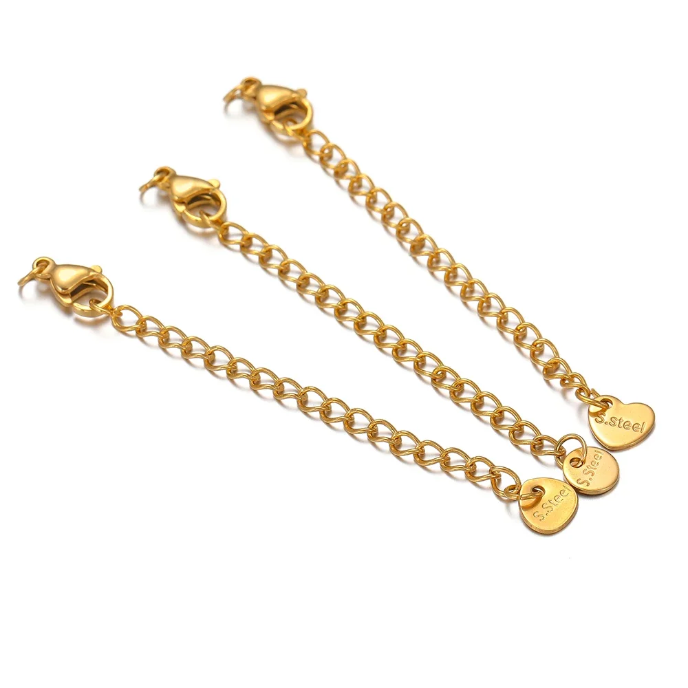 10 cierres de langosta de acero inoxidable, extensión de 5cm, cadenas de cola extendidas para hacer joyería DIY, pulseras, collares, conectores