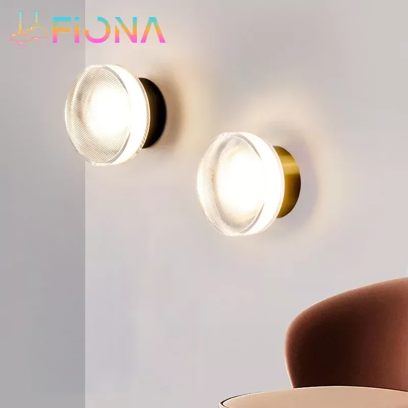 Moderna lâmpada de parede redonda led acrílico luz arandela sala estar aisel corredor quarto banheiro decoração casa iluminação interior