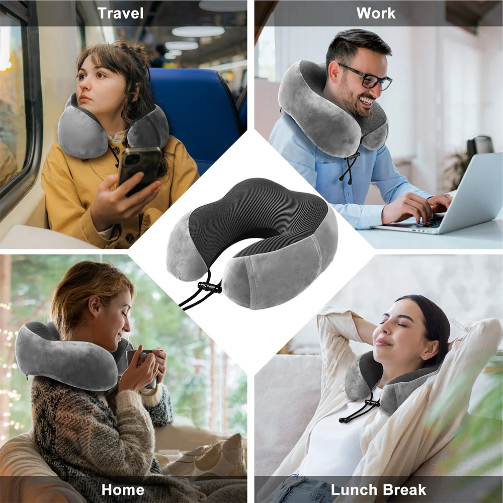 Memory Foam Cuscino a forma di U Supporto per il collo Viaggio Studente portatile Aiuto per dormire Cuscino per aereo Schienale Cuscino per il collo Cuscino per il collo