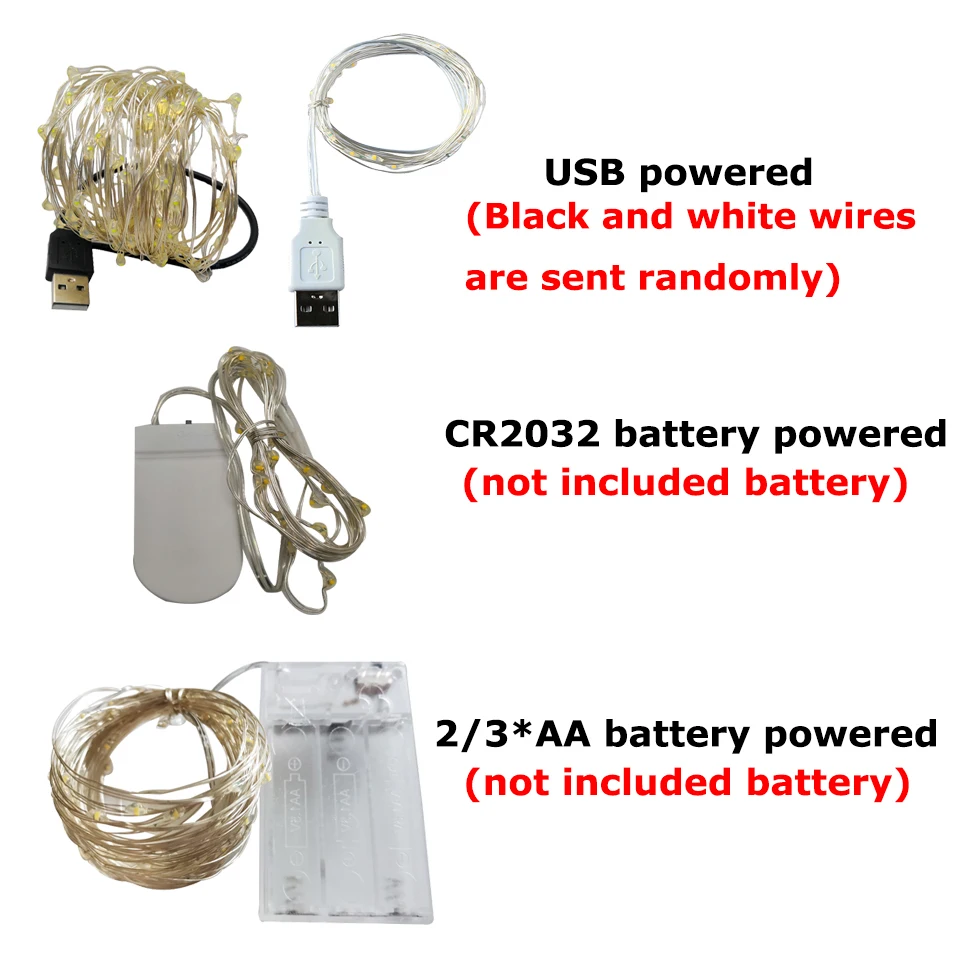 LED ทองแดงสายไฟ String แบตเตอรี่ดําเนินการ Fairy Garland Light คริสต์มาสของขวัญหัตถกรรมแก้วขวดเค้กดอกไม้โคมไฟตกแต่ง