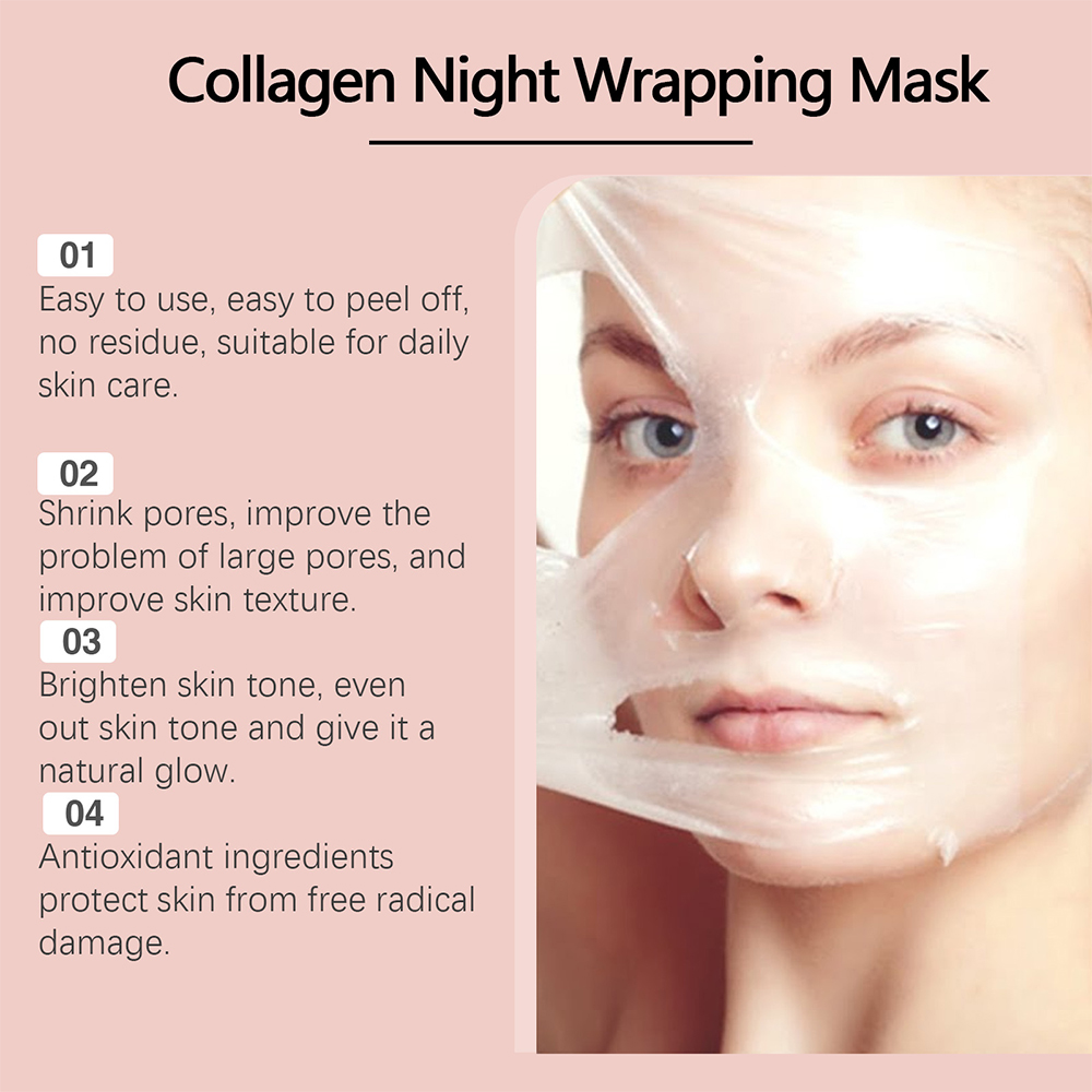Masque d'emballage nocturne au collagène, 75g, hydratant pour le visage, éclaircissant, lisse, raffermissant, rajeunissement de la peau, soin