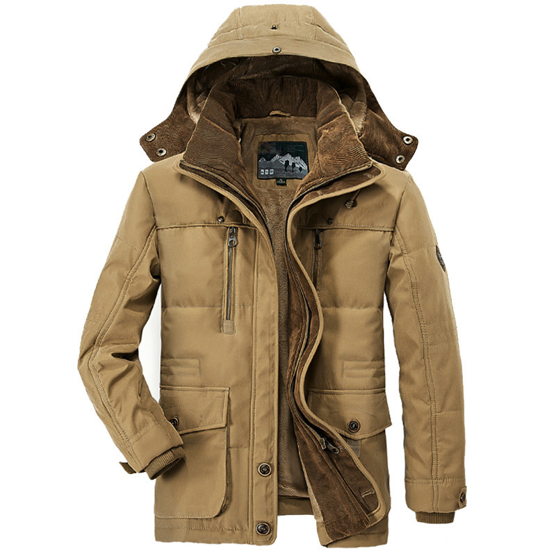 Boa qualidade masculino ajuste casacos de inverno multi-bolso jaquetas de carga dos homens casacos de inverno longos para baixo jaquetas com capuz casual quente parkas 7xl