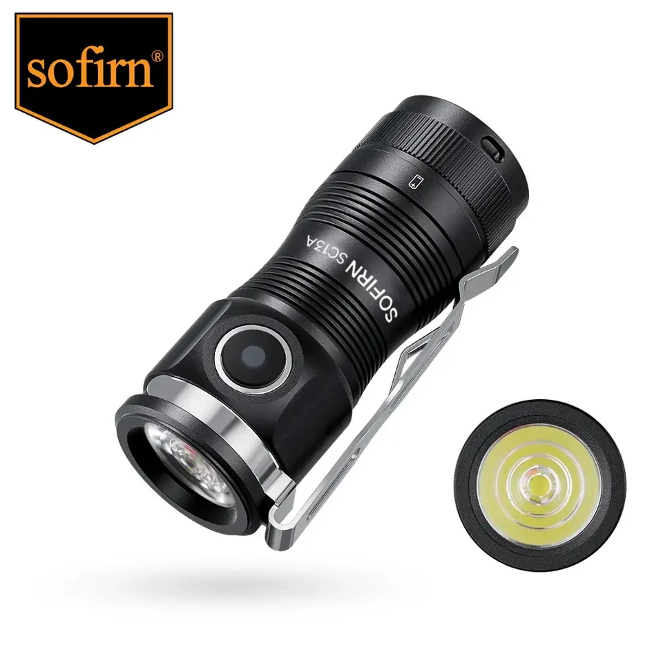 Sofirn SC13A Black 519A LED 1300lm Anduril 2.0 Mini EDC 18350 Flashlight 5000K Keychain Emergency Torch
