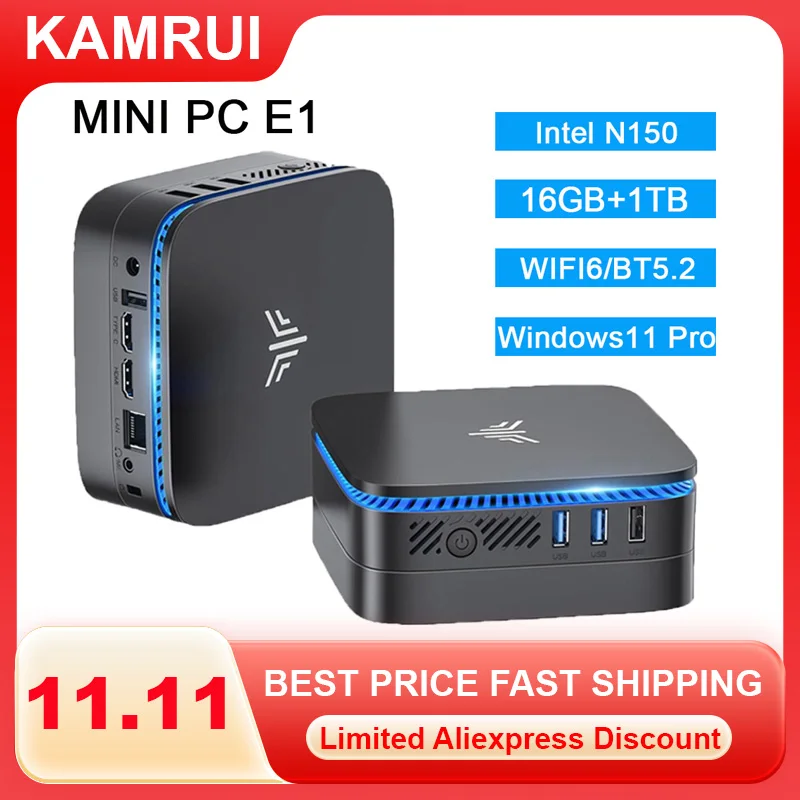 NIPOGI Mini PC Intel Alder Lake N150 16GB RAM 1TB M.2 SSD Windows11Pro WIFI6 BT5.2 Mini Desktop Computer for Home Work Business